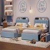 Twin/FULL/Queen/Twin XL Size Kids'Bed Frame with 2 Flexible Drawers, Boucle Upholstered Platform Bed Frame w/ Bookcase Headboard, Bedframe - 4 of 4