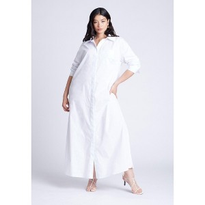ELOQUII Women's Plus Size Collared Maxi Shirt Dress - 1 of 3