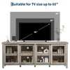 EcoSummer TV Stand for 65" TV, Mid-Century Modern Entertainment Center with 4 Sliding Glass Doors & Storage Cabinets, Grey - 3 of 4