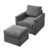 Grey Classic corduroy recliner, comfortable sofa recliner, upholstered lounge chair with footstool for living room - 4 of 4