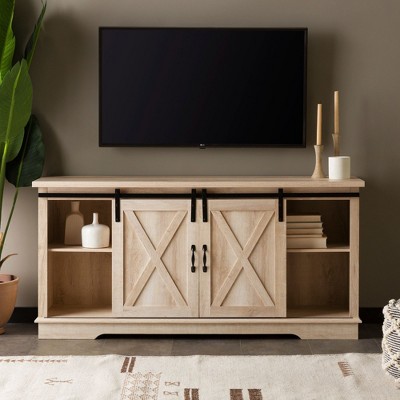 NicBex Farmhouse TV Stand Sliding Media Console with Storage for 65" TVs for Living Room, Bedroom
