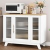 Buffet Cabinet, 36" Sideboard Buffet Storage Cabinet with Adjustable Shelves and Fluted Glass Door - 3 of 4
