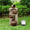 Teamson Home 28" Cascading Bowls with Solar LED Lights Outdoor Metal and Polyresin Birdbath Water Fountain - 4 of 4