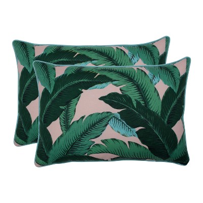 2pk Swaying Palms Oversized Rectangular Outdoor Throw Pillow Capri Blue - Pillow Perfect