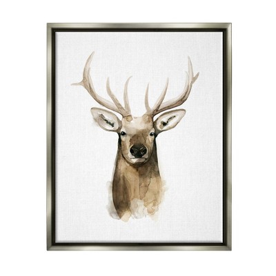 Stupell Industries Deer Portrait WatercolorFloater Canvas Wall Art