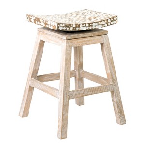 24" Carnation Coconut Shell Inlay Counter Height Barstool Brown - East At Main: Mango Wood Base, No Assembly Required - 1 of 4
