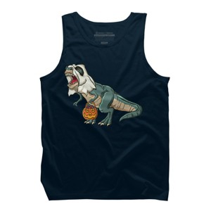 Men's Design By Humans Trex Ghost Costume Design Funny Halloween Dinosaur By Threadlets Tank Top - 1 of 3