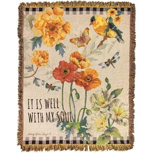 Tapestry Throw Sunshine Garden Floral Design – 50×60 inch in Cotton by Manual Woodworkers and Weavers - 1 of 3
