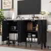JUJABU 47.2'' Modern TV Stand with Solid Wood Legs, Anti-Tip Kit & 2 Storage Compartments – Media Console for TVs up to 43'' - 3 of 4