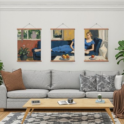 Sleek Triple Black Suspension Rod Art Piece, 30x40cm, Ideal for Home Wall Hanging Decor
