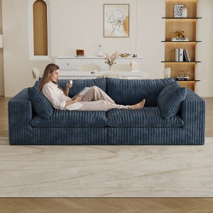 Dronkon Indoor 78in Deluxe No Assembly Cloud Loveseat Deep Seat Couches,Removable Cushion - 1 of 4
