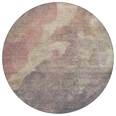Copper And Taupe Abstract Washable Indoor Outdoor Area Rug