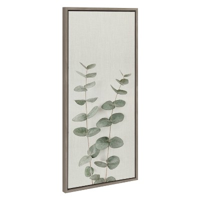 Gray and Green Eucalyptus Botanical Canvas Print, 18" x 40"