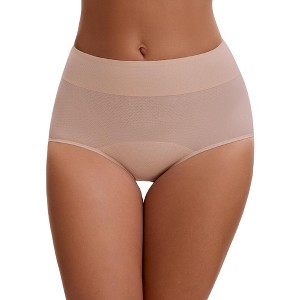 INSPIRE CHIC Leak Proof Briefs for Women's Cotton High Waist Elastic Waistband Full Coverage Tummy Control Period Underwear - 1 of 4