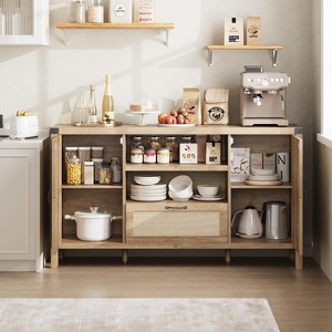 59" Buffet Cabinet with Storage,Farmhouse Kitchen Storage Cabinet with Adjustable Shelves - 1 of 4