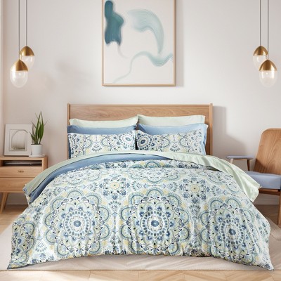 9Pcs Boho Style BIAB Comforter Set, Cloud-like Ultra Soft Touch Bedding, Lightweight Bed Set with Matching Shams
