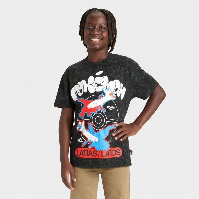 Boys' Pokémon Legendary Eon Duo Latios and Latias Oversized Short Sleeve Graphic T-Shirt - Black