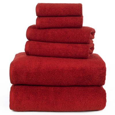 6pc Striped Bath Towel Set Red - Yorkshire Home