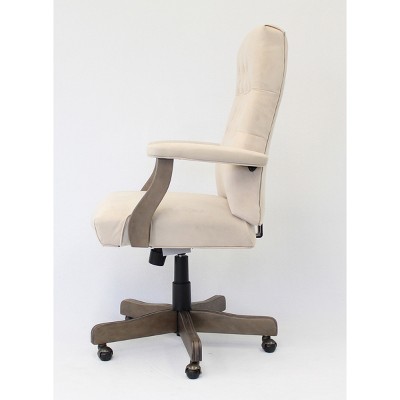 Executive High-Back Ergonomic Swivel Chair in Gray with Metal and Wood Accents