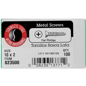 Hillman No. 10 X 2 in. L Phillips Flat Head Sheet Metal Screws 100 pk Model No. 823500 - 1 of 1