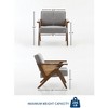 Coucheta Linen Upholstered Accent Chairs, Mid-Century Modern Armchair w/ Wood Leg & Rattan Decor, Lounge Side Chair for Living & Waiting Room,Bedroom - 2 of 4