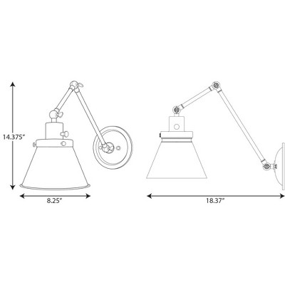 Hinton Nickel Swing Arm Wall Light with Vintage Brass Finish