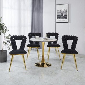 Modern Upholstered Dining Chairs Set of 2,Fabric Office Chair with Iron Tube Legs,Armless Chair for Living Room or Office-Coolbibila - 1 of 4