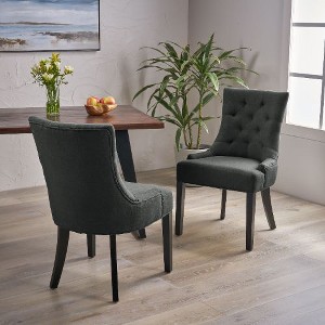 CAVINAS Modern Cheney Dining Chair, Seating for Dining, Accent Chair, Upholstered Armless Chair with Diamond Stitching and Wooden Legs (set of 2) - 1 of 4