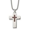 Chisel Stainless Steel Polished and Lasered Cross Ash Holder on a 24in Box Chain Necklace - 2 of 4