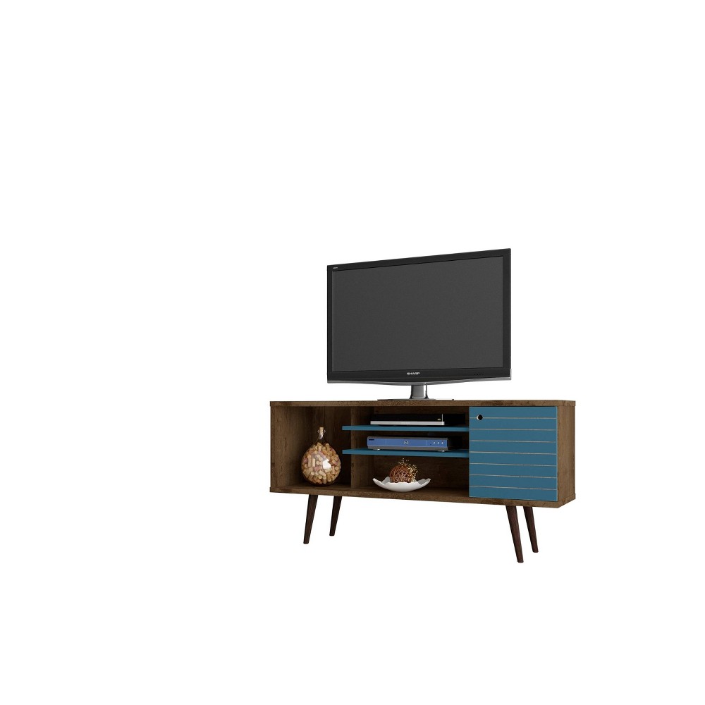 Photos - Mount/Stand 53.14" Liberty TV Stand for TVs up to 50" Rustic Brown/Aqua Blue - Manhatt