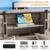 Bed Frame with Bookcase Headboard, Sliding Barn Door Storage Shelves - 4 of 4