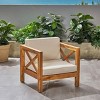 Modern Patio Arm Chair,High-quality Patio Chair With Cross-back Acacia Wood Frame,Patio Chairs With Traditional Slatted Seating-Maison Boucle - 2 of 4