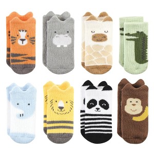 Hudson Baby Infant Boy Cotton Rich Newborn and Terry Socks, Zoo Animals - 1 of 4