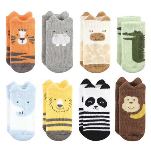 Hudson Baby Infant Boy Cotton Rich Newborn And Terry Socks, Zoo Animals ...