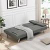 YONWAY Convertible Folding Futon Sofa Bed, with Stainless leg & 2 Cupholders, Wood Frame, for Small Spaces - 2 of 4