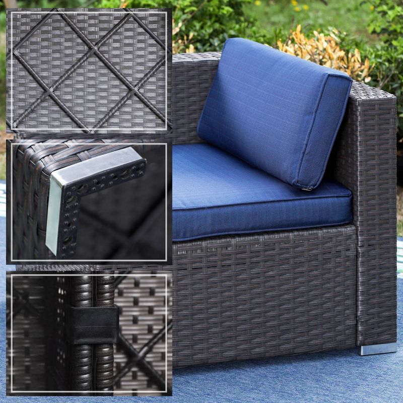 5pc Outdoor Conversation Set with Wicker Sofa &#38; 34&#34; Fire Pit Table - Captiva Designs, 5 of 13