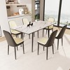 7-Piece Expandable Dining Set with Rectangle Table and 6 PU Armless Chairs - 3 of 4