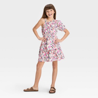 Girls' One Shoulder Tiered Mini Dress - Cat & Jack™ Pink