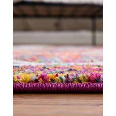 Colorful Multi Synthetic Round Trellis Area Rug