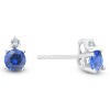 Pompeii3 3/4 cttw Diamond & Synthetic Blue Sapphire Studs 14k White Gold Womens Earrings - 2 of 4