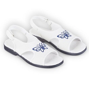 Collections Etc Embroidered Butterfly Canvas Open Toe Stretch Sandals with Adjustable Touch Closure - 1 of 4