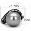 Slickblue Women's IP Black Stainless Steel Ring with Gray Synthetic Pearl, Size 5-10 - 2 of 4