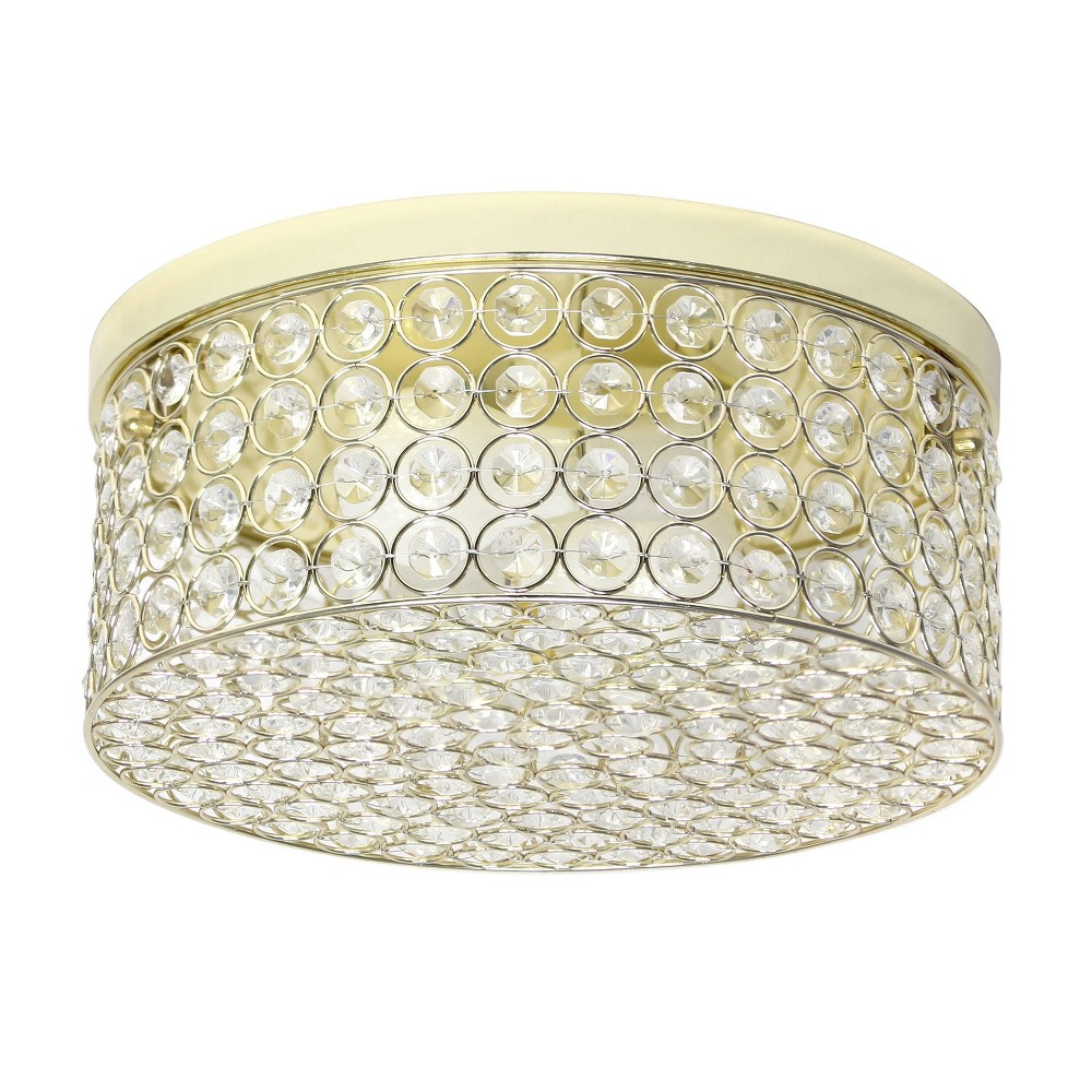 Photos - Chandelier / Lamp 12" Elipse Round Crystal Flush Mount Ceiling Light Gold - Elegant Designs