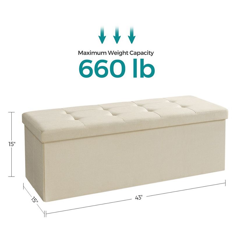 SONGMICS Storage Ottoman Bench Ottoman with Storage Footstool Hold up to 660 lb for Bedroom Living Room, 3 of 9