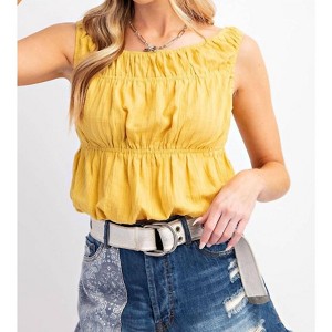 Women's Textured Cotton Gauze Top - Easel - 1 of 2