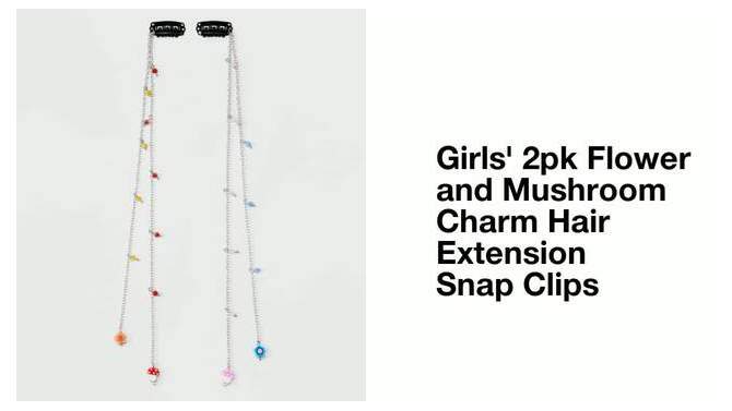 Girls&#39; 2pk Flower and Mushroom Charm Hair Extension Snap Clips - art class&#8482;, 2 of 5, play video