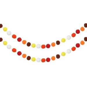 Unique Bargains Party Decorative Polyester Yarn Pom Pom Balls Garlands 8.2 Feet 2 Pcs - 1 of 4