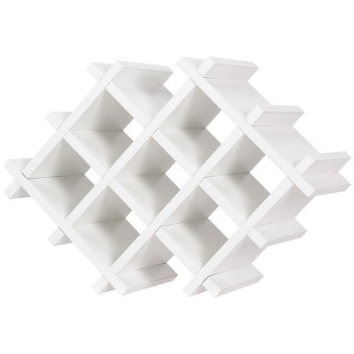 Tangkula Set of 5 Wall Mount Wine Rack Set Storage Shelves and Glass Holder White