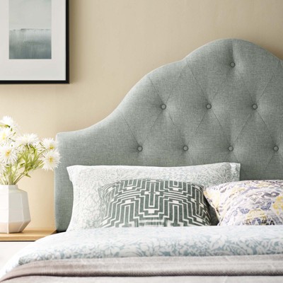 Gray Tufted Upholstered King Fabric Headboard