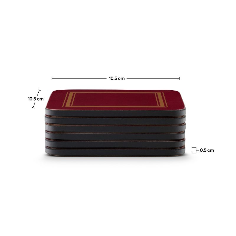 Pimpernel Classic Burgundy Coasters Set of 6 - 4.25" Square, 3 of 5